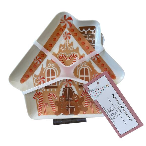 Cupcakes & Cashmere GINGERBREAD HOUSE Melamine Snack Plates Set of 4 New - Picture 10 of 10